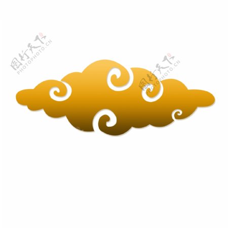 中国风传统金色祥云古典花纹云朵图标可商用