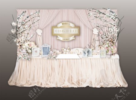粉色婚礼签到台背景