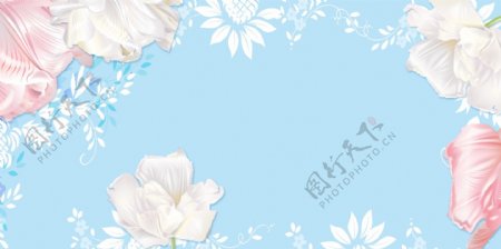 小清新花卉蓝色海报背景素材