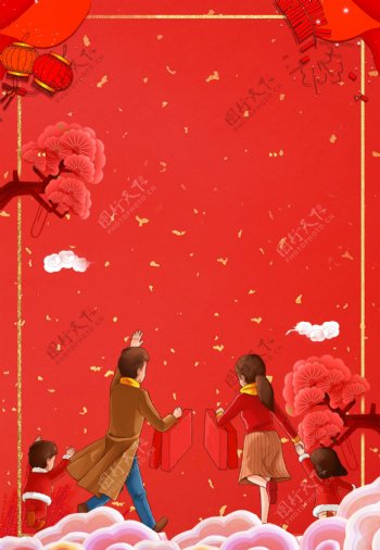 中国风红色喜庆春节背景素材