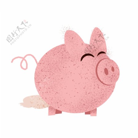 手绘可爱粉色猪猪储钱罐原创元素