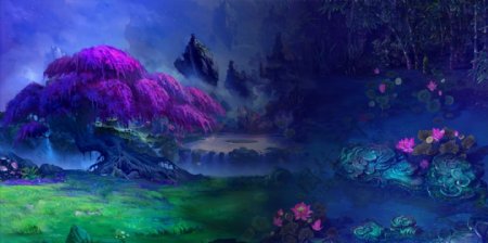 紫色梦幻风景背景设计