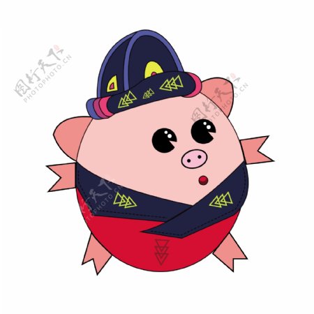 小猪民族服装装饰猪年元素