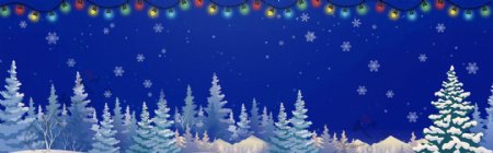 浪漫雪花圣诞树圣诞老人banner背景