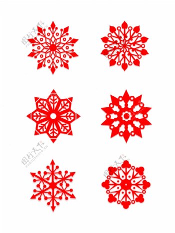 窗花剪纸红色雪花矢量图标喜庆春节过年冬季