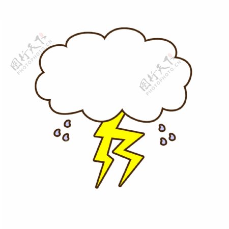 卡通可爱黄色闪电雷电矢量天气手绘元素