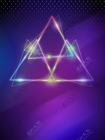 炫彩三角形光束背景