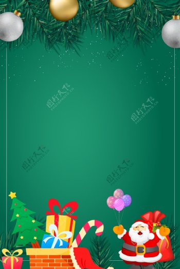 卡通绿色圣诞节背景设计