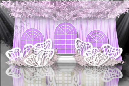 紫色婚礼迎宾区效果图1