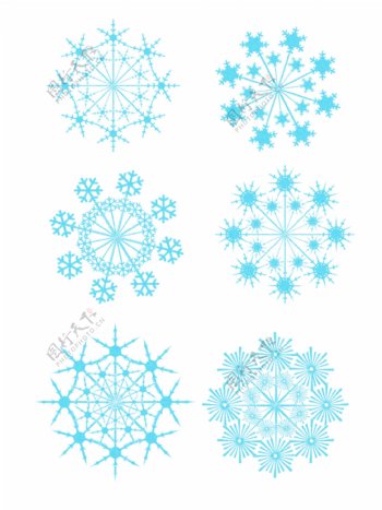 冬雪花卡通简约手绘圣诞节雪花装饰素材设计