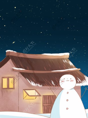 彩绘雪人冬季背景素材