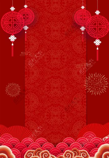 大红喜庆中国风猪年背景素材
