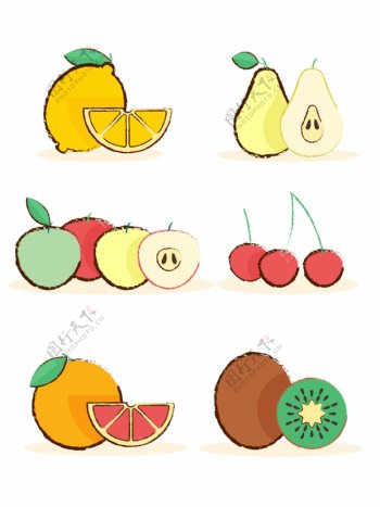 原创卡通手绘扁平化水果