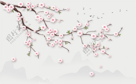 梅花植物花鸟中国风中式传统装饰