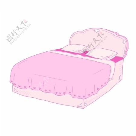 手绘粉色公主床插画