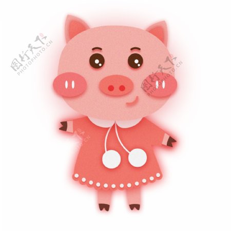 可爱粉色2019猪小妹形象元素设计