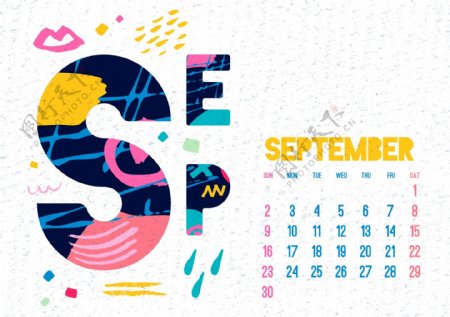 九月2018年日历设计矢量素材18年台历