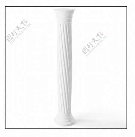 白色简约斜形花纹柱子3d模型
