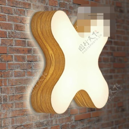 简约现代木艺十字型壁灯3d模型