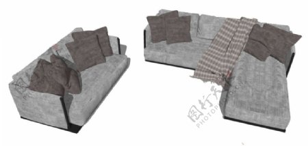 深色家居沙发单体模型
