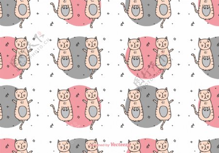 可爱日系手绘猫咪插画背景素材