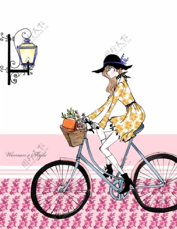 自行车美女