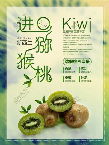 绿色进口猕猴桃宣传设计海报