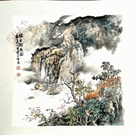 中国风山水画刘俊良作品传统绘画