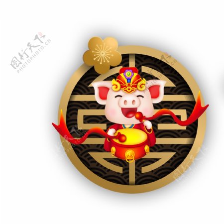 传统中国风喜庆猪年元素设计