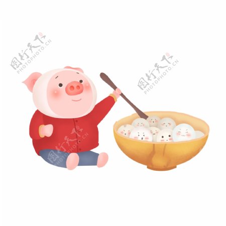 2019猪年元宵吃汤圆元素设计