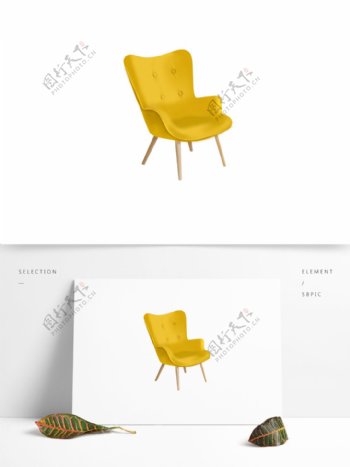 手绘家具沙发椅黄色