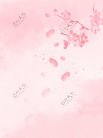 粉色桃花广告背景图花瓣PSD分层