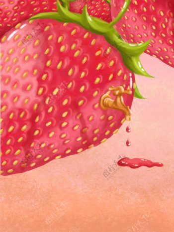 创意草莓果汁水龙头背景设计