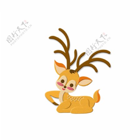 卡通可爱趴着的梅花鹿动物设计