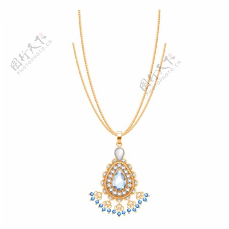 黄金蓝宝石项链珠宝首饰素材可商用设计元素