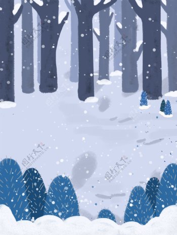 冬季树林雪景背景设计