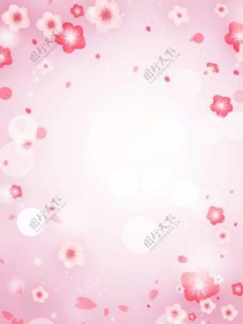 纯原创手绘粉色唯美花朵背景