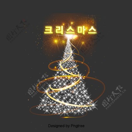 快乐圣诞灯闪烁在字体设计的圣诞树场面