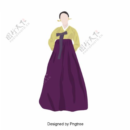 韩国传统服装女矢量字符