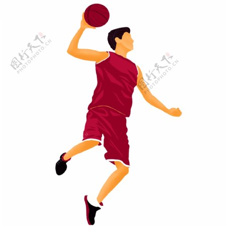 时尚手绘打篮球的男孩人物插画