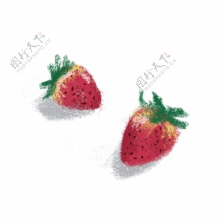 两颗红色手绘草莓设计元素
