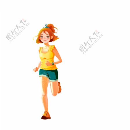 卡通可爱一个跑步的女孩人物设计