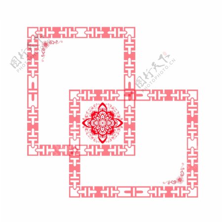 中国风花纹红色边框元素