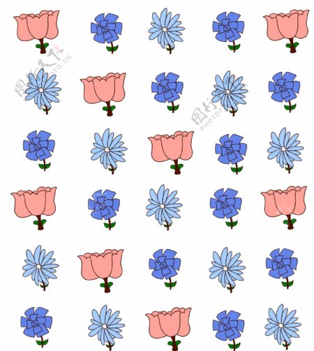 蓝色的鲜花底纹插画