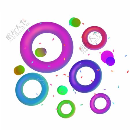 漂浮彩色立体圆圈元素