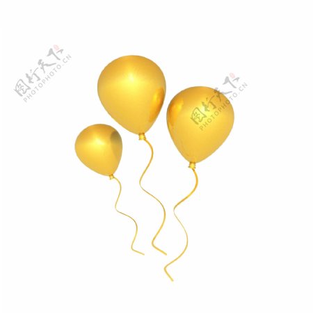 C4D立体漂浮金色气球