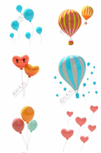 3D卡通气球热气球合集卡通立体C4D电商