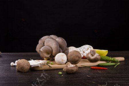 菌菇组合摄影图片
