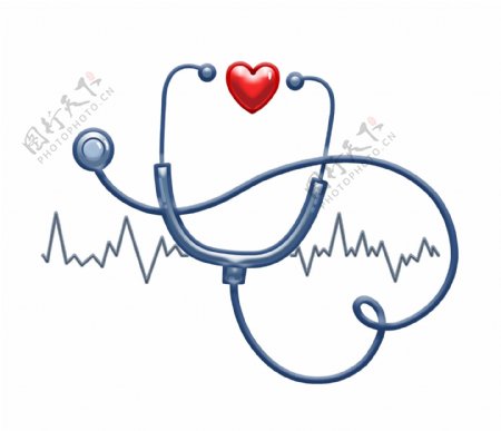 医疗听诊器和心电图插画
