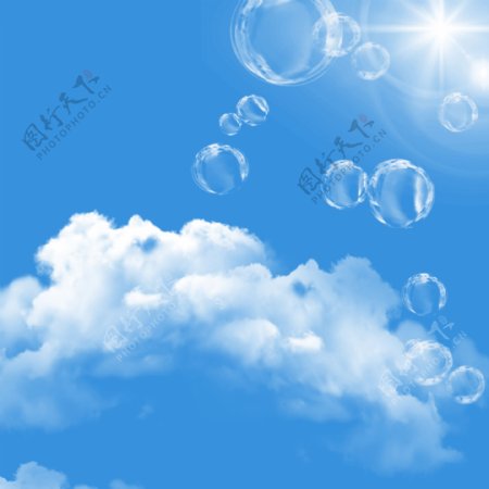 蓝天白云泡泡母婴产品PSD分层主图背景